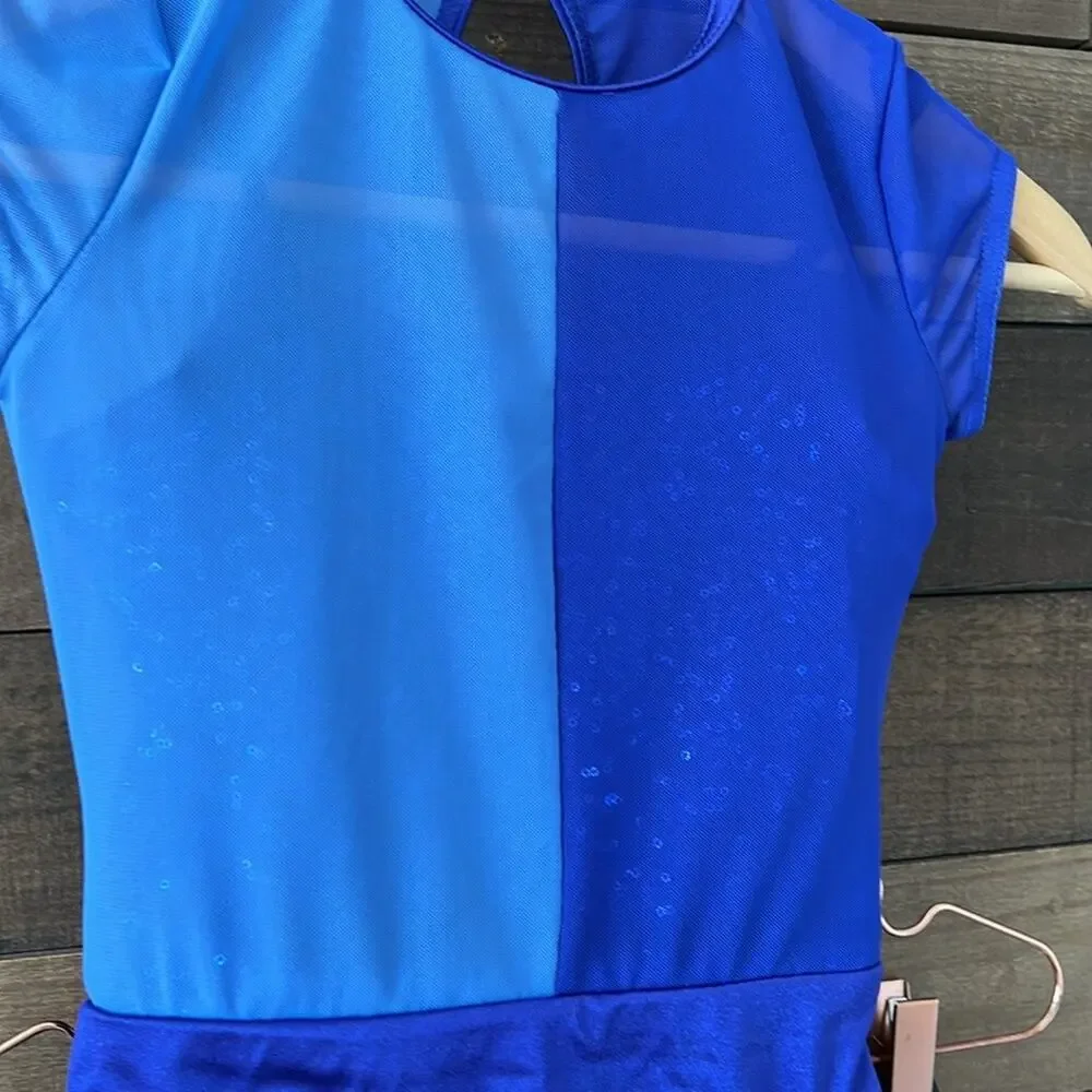 NWOT Weissman Showtime Girl's Fam Jam Dance Costume in Blue Black